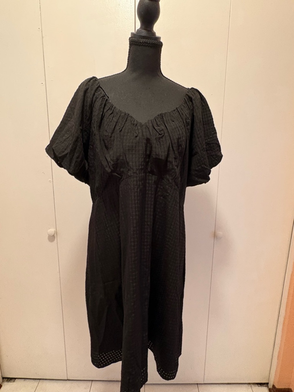 Black Puff Sleeve Midi Dress
